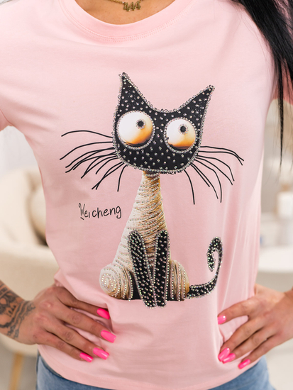 Розова дамска тениска с апликация Bolf 95T2515