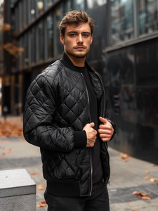 Черно мъжко преходно яке капитонирано тип бомбър Bolf MY-01