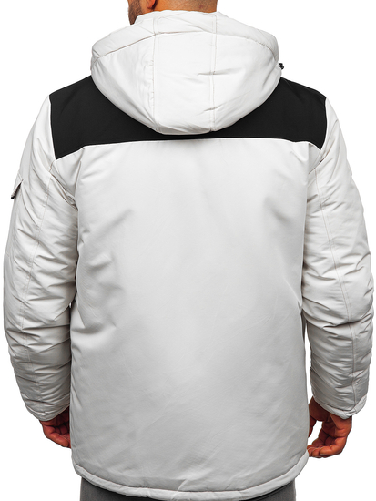 Светло бежово мъжко зимно яке с качулка Bolf 22M322