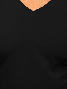 Мъжки longsleeve с V-образно деколте без принт черен Bolf 172008