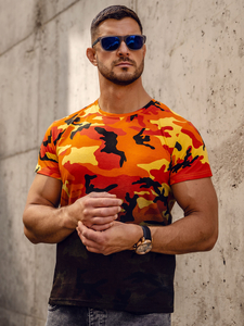 Оранжева камуфлажна мъжка тениска с щампа Bolf S808A1