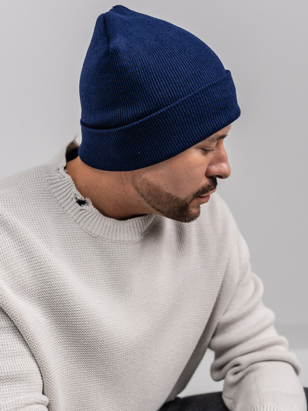 Тъмносиня зимна мъжката шапка YW09004M