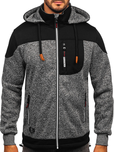 Антрацитен мъжки суичър-яко с качулка Bolf TC1268