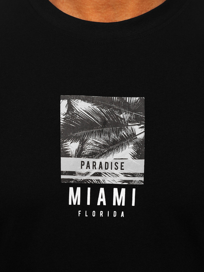 Черна памучна мъжка тениска с щампа Bolf MPO3500