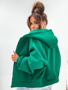 Дамски подплатен суитшърт с качулка зелен Bolf 821112