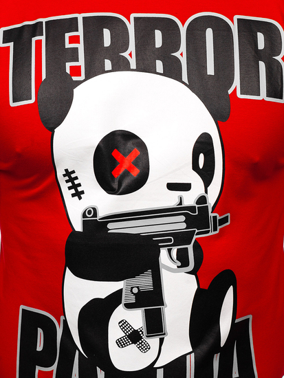 Червен мъжка тениска с принт Bolf 2291