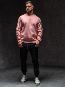 Светло розов мъжки суичър без качулка Bolf 2001A1