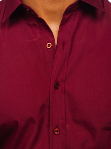 Бордо елегантна мъжка риза с дълъг ръкав Bolf 1703