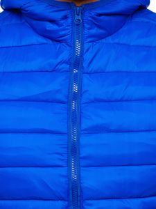 Син мъжки капитониран елек с качулка Bolf LY36