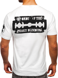 Бяла мъжка тениска с апликации Bolf 21004