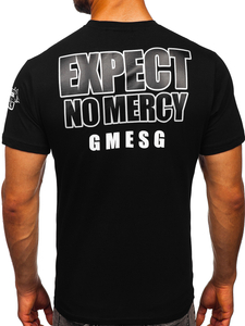 Черна мъжка тениска с принт Bolf 2291