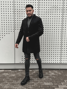 Мъжко зимно палто черно Bolf 1047-1