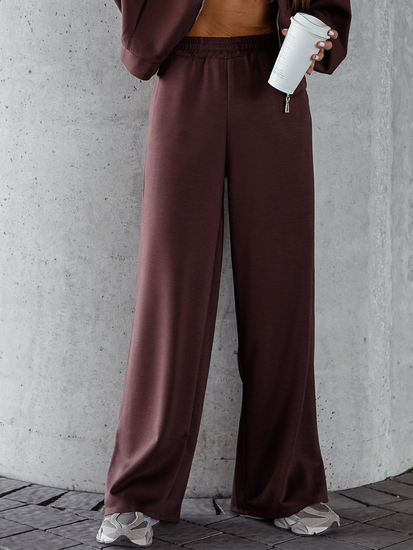 Дамски двуцветен спортен комплект с цип шоколадов Bolf 821109