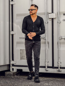 Черна мъжка жилетка с цип Bolf YY06A