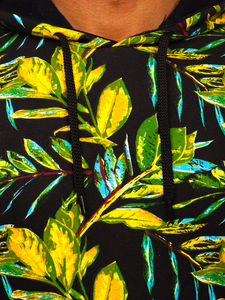 Черен с принт мъжки суитшърт с качулка Bolf 141030