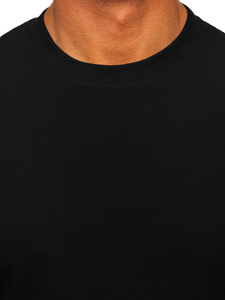 Черна памучна мъжка тениска без щампа Bolf 67T1298