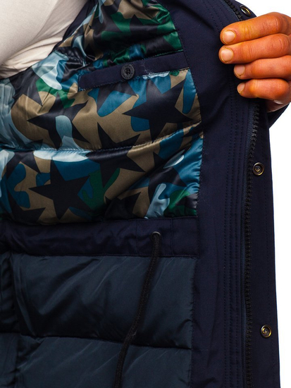 Мъжко зимно яке парка тъмносиньо Bolf 1972