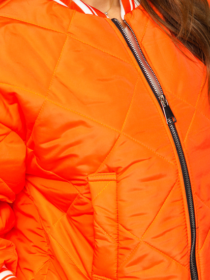 Оранжево капитонирано дамско преходно яке бомбър Bolf 82556