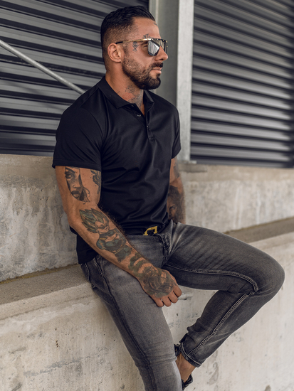 Черна мъжка поло тениска Bolf 8T80