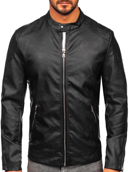 Черно мъжко кожено яке Bolf 11Z8027