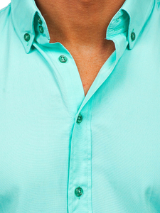 Елегантна мъжка риза с дълъг ръкав в цвят светъл тюркоаз Bolf 5821-1
