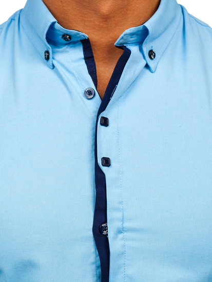 Синя елегантна мъжка риза с дълъг ръкав Bolf 24701