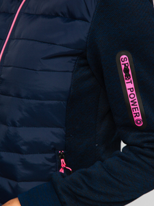 Дамско тъмносиньо ватирано дежсезонно яке с качулка Bolf KSW4001A1