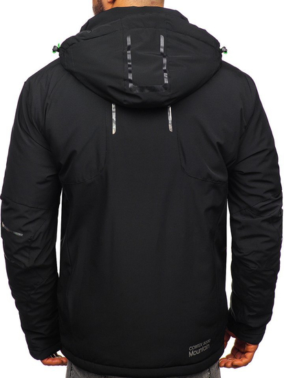 Мъжко зимно яке скиорско черно-зелено Bolf 1910