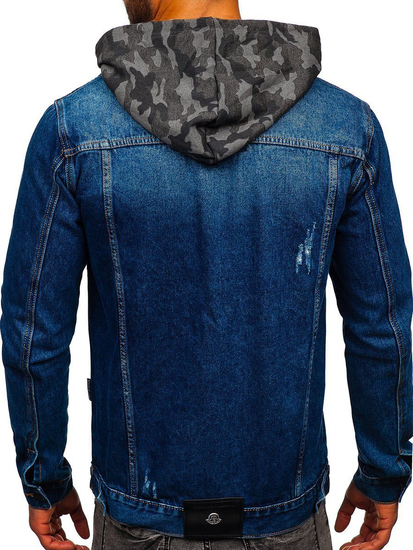 Тъмносиньо мъжко дънково яке с качулка Bolf RB9824-1