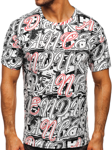 Бяла мъжка тениска с принт Bolf 14906