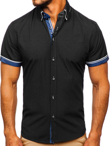 Мъжка риза с къс ръкав черна Bolf 2911-1