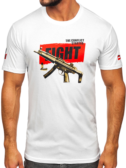 Бяла памучна тениска Bolf 14709