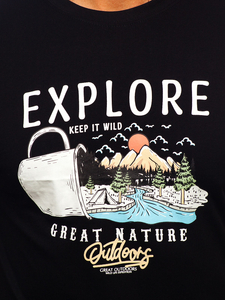 Черна памучна мъжка тениска с щампа Bolf MPO3485