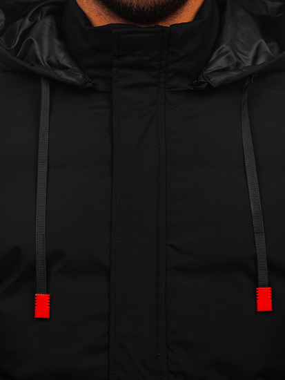 Черно ватирано мъжко зимно яке Bolf HSS047