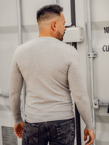 Мъжки пуловер с V-образно деколте от меланж Bolf YY03