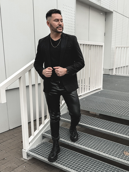 Елегантно мъжко черно яке Bolf 1652A