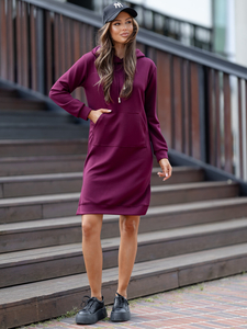 Дамска спортна рокля с качулка бордо Bolf 523