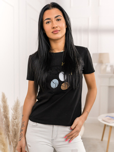 Черна дамска тениска с щампа Bolf 95T2519