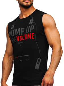 Черен мъжки потник с принт Bolf 14815