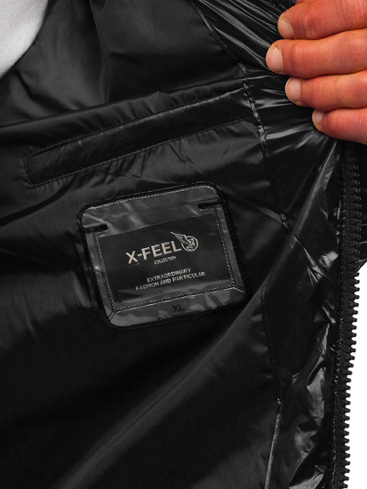 Черно капитонирано мъжко зимно яке Bolf 9981