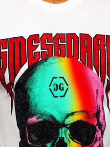 Бяла мъжка тениска с апликации Bolf 2352