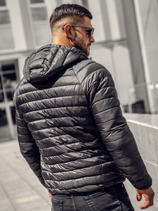 Черно капитонирано преходно мъжко яке Bolf 58M13021A