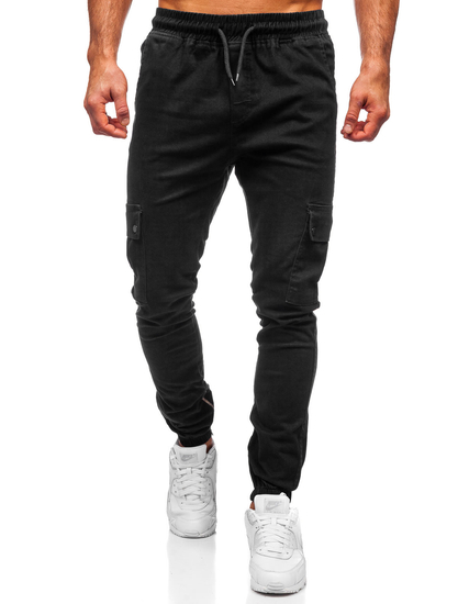 Мъжки панталони джогър с карго джобове черни Bolf 0858