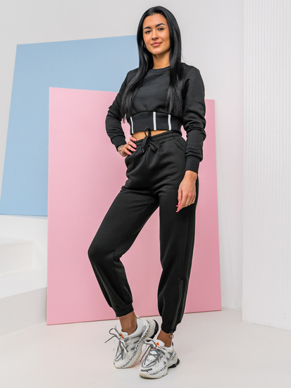 Черен дамски спортен комплект oversize от две части Bolf 8C78