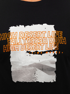 Черна памучна мъжка тениска с щампа Bolf MPO3465