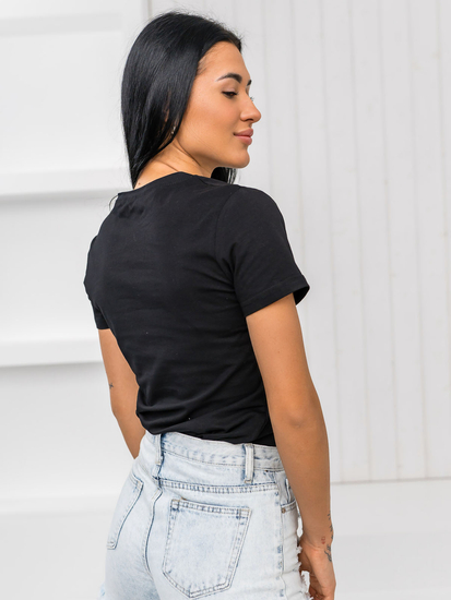 Черна дамска тениска с апликация Bolf 96T625