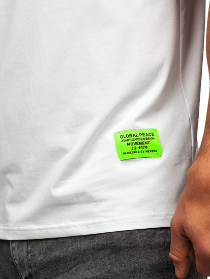 Бяла мъжка тениска с принт Bolf MT3046