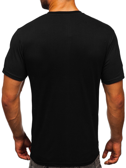 Черна памучна мъжка тениска с щампа Bolf KS1997