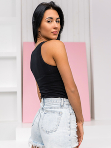 Черна дамска дантелена тениска Bolf 17K552