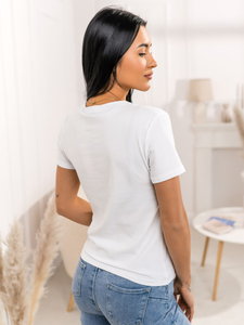 Бяла дамска тениска с щампа Bolf 95T2501